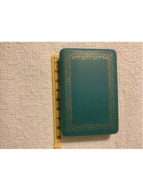Vtg 50’s Jewelry Box Organizer One Size Teal Gold with stars